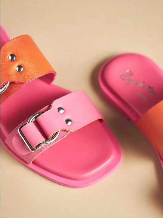 Seychelles Admire Me Pink Orange Double Buckle Sandals 7 - Picture 3 of 7